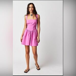 Free People East Side lace-up mini dress NWT